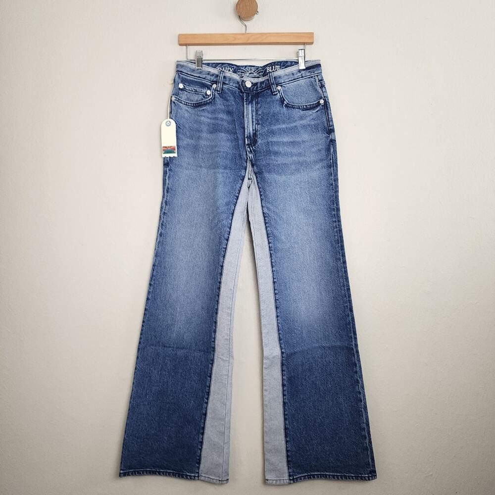 NWT AG Adriano Goldschmied Daily Blue Virgo Two Tone Wide Leg Jeans Champlain 30